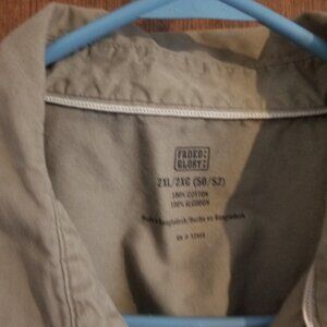 Driftwood brown Faded Glory 2XL cotton men's shirt with pleated pockets